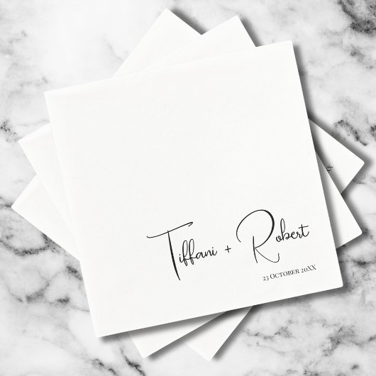 書モダン道の白黒結婚文字 スタンダードカクテルナプキン