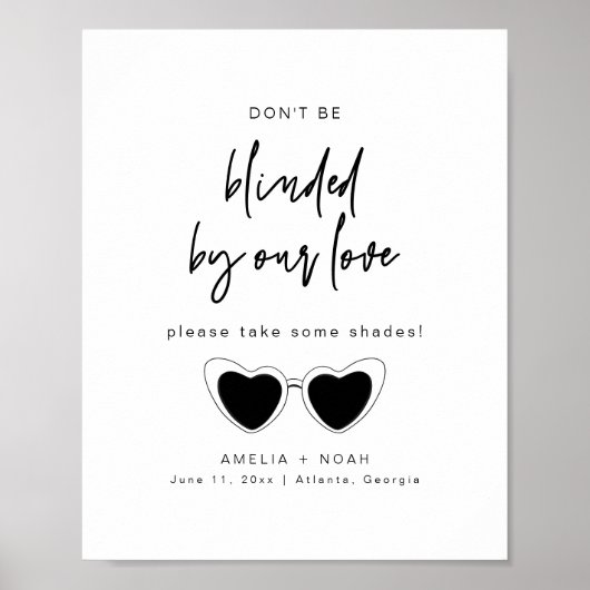 書モダン道の結婚サングラスの好意のサイン ポスター (正面)