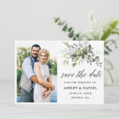 書モダン道の緑のカップル写真 セーブザデート (スタンド正面)