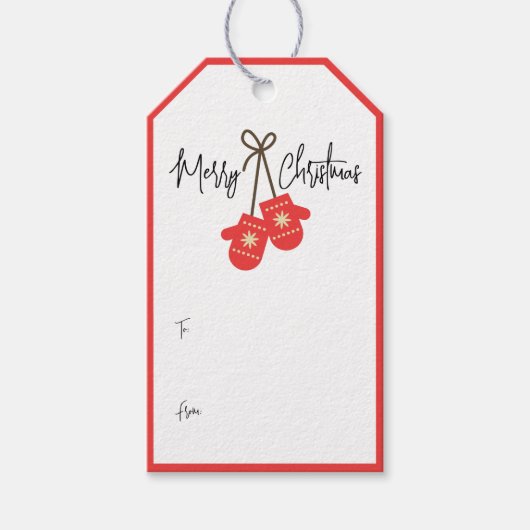 書モダン道の赤いミトン ギフトタグ (正面)