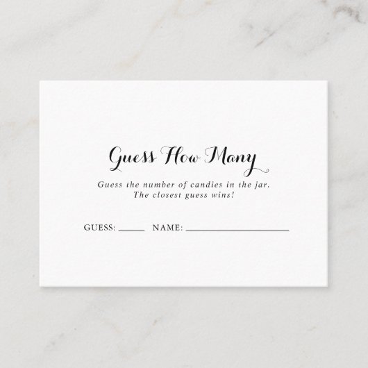 書モダン道はゲームカードの数を推測 名刺 (正面)