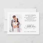 書モダン道は時代を超越した黒と白結婚の サンキューカード (裏面)