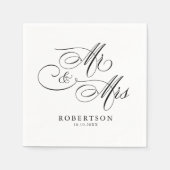 書モダン道は永遠の黒と白結婚の スタンダードカクテルナプキン (正面)