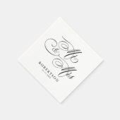 書モダン道は永遠の黒と白結婚の スタンダードカクテルナプキン (角)