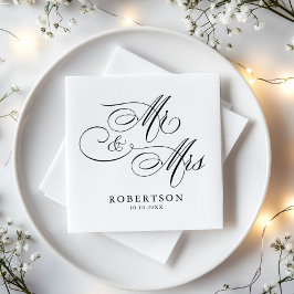 書モダン道は永遠の黒と白結婚の スタンダードカクテルナプキン