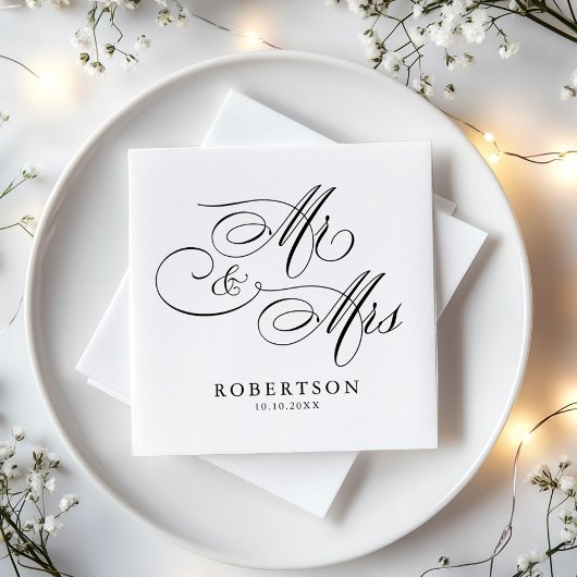 書モダン道は永遠の黒と白結婚の スタンダードカクテルナプキン