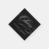 書モダン道は永遠の黒と白結婚の スタンダードカクテルナプキン (角)