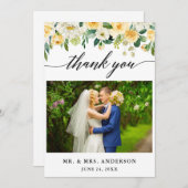 書モダン道イエローフローラ結婚の写真 サンキューカード (正面/裏面)