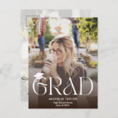 書モダン道カジュアル2枚の写真卒業 インビテーションポストカード (正面/裏面)