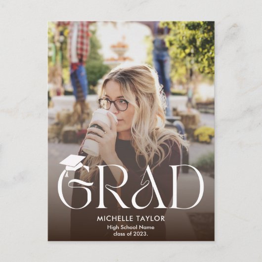 書モダン道カジュアル2枚の写真卒業 インビテーションポストカード (正面)