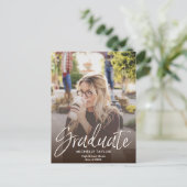 書モダン道カジュアル2枚の写真卒業 インビテーションポストカード (スタンド正面)