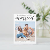 書モダン道カスタム犬の写真の日付を保存 案内ポストカード (スタンド正面)