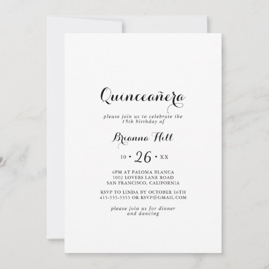 書モダン道クインセアニェラ 招待状 (正面)