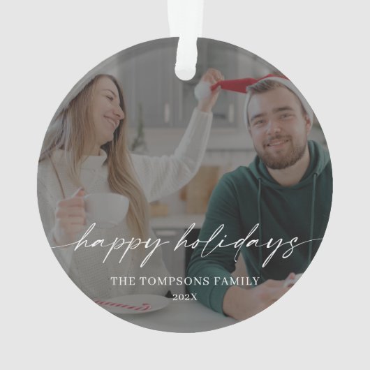 書モダン道クリスマス家族の写真 オーナメント (裏面)