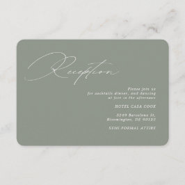 書モダン道グリーンセージ結婚式レセプション エンクロージャーカード