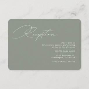 書モダン道グリーンセージ結婚式レセプション エンクロージャーカード