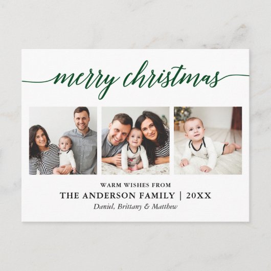 書モダン道グリーンメリークリスマス3写真 ポストカード (正面)