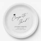 書モダン道シンプルおめでとう卒業 ペーパープレート (正面)