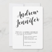 書モダン道シンプルの結婚白黒 招待状 (正面)