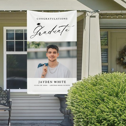 書モダン道シンプル写真卒業パーティー 横断幕