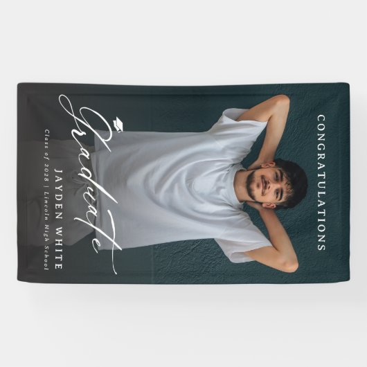 書モダン道シンプル写真卒業パーティー 横断幕 (横)