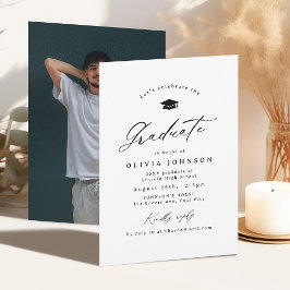 書モダン道シンプル写真卒業 招待状