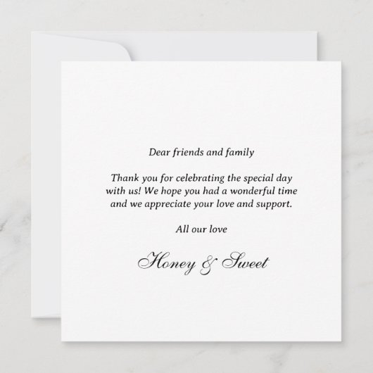 書モダン道シンプル式カスタムウェディング サンキューカード (裏面)