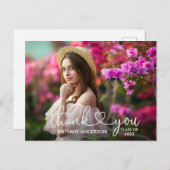 書モダン道スクリプトハート卒業ありがとう ポストカード (正面/裏面)