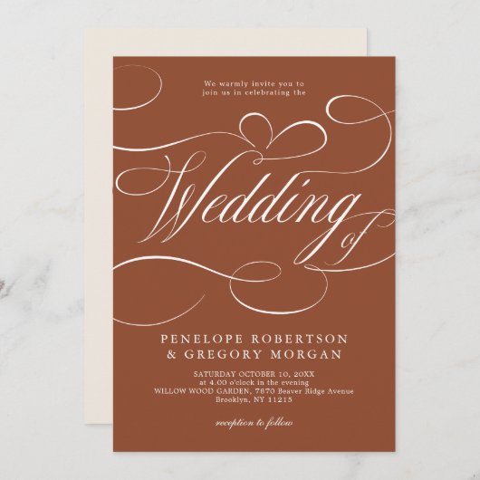 書モダン道テラコッタQRコー結婚ドの 招待状 (正面/裏面)