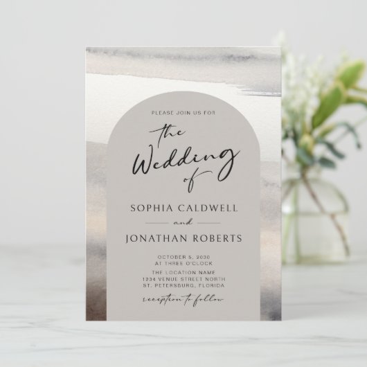 書モダン道トレンディーアーチアーストーン結婚ズ 招待状 (スタンド正面)