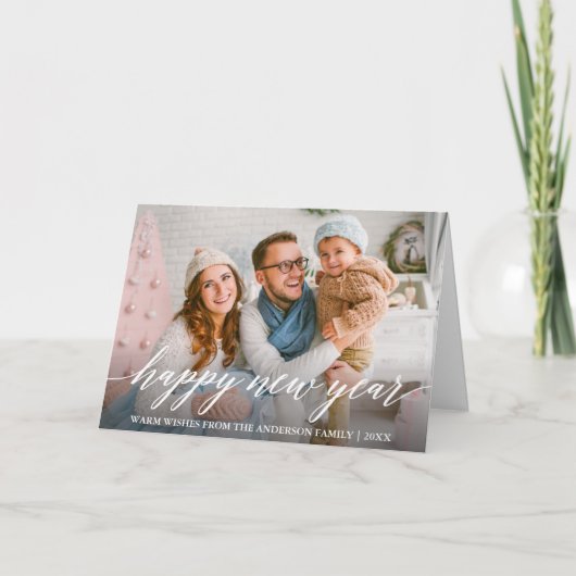 書モダン道ハッピーニューイヤー写真折り シーズンカード (正面)