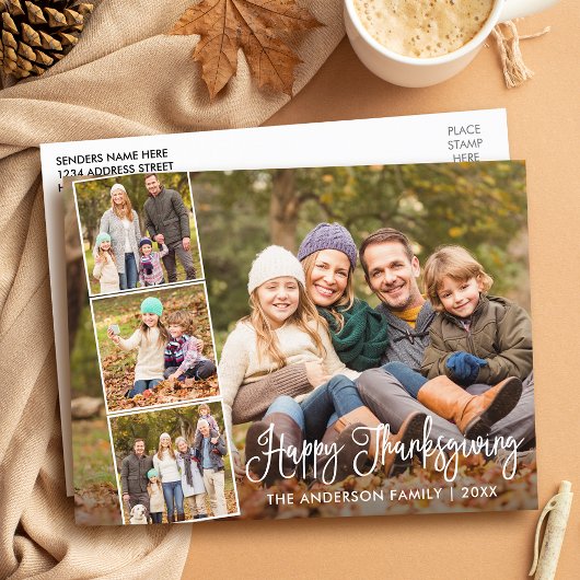 書モダン道ハッピー感謝祭4枚 ポストカード