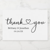 書モダン道ハートありがとうお結婚かえミニ スパークリングワインラベル (シングルラベル)