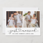 書モダン道ハートスクリプト2写真結婚s 案内状 (正面)