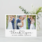 書モダン道ハートスクリプト3写真結婚の サンキューカード (スタンド正面)