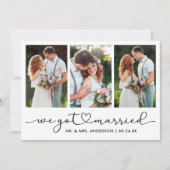 書モダン道ハートスクリプト3写真結婚の 案内状 (正面)