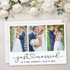 書モダン道ハートスクリプト3枚結婚の写真 案内状