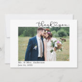 書モダン道ハートスクリプト4写真結婚の サンキューカード (正面)