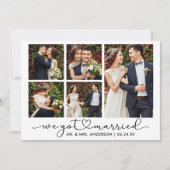 書モダン道ハートスクリプト5枚結婚の写真 案内状 (正面)