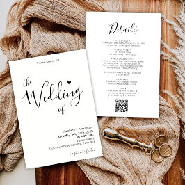 書モダン道ハートスクリプトQRコード結婚 招待状