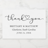 書モダン道ハートスクリプ結婚トのホワイトミニ スパークリングワインラベル (シングルラベル)