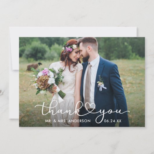 書モダン道ハートス結婚クリプトの写真 サンキューカード (正面)