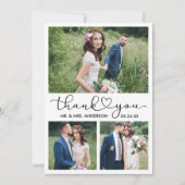 書モダン道ハートス結婚クリプトの3枚 サンキューカード (正面)