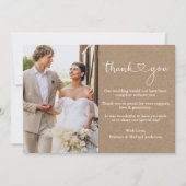 書モダン道ハート結婚の写真筏 サンキューカード (正面)