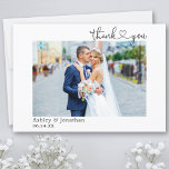 書モダン道ハート結婚の写真 サンキューカード<br><div class="desc">ミニマモダンリストシンプルの書き文字ハートの新郎新婦の写真サンキューカード</div>