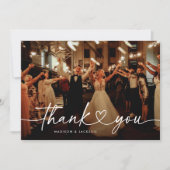 書モダン道ハート結婚の写真 サンキューカード (正面)