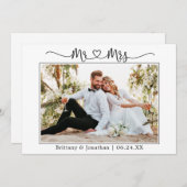 書モダン道ハート結婚夫妻 サンキューカード (正面/裏面)