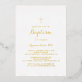 書モダン道バプテスマ金ゴールド 箔招待状 (正面)