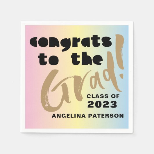 書モダン道パステルカラー大学院パーティー スタンダードカクテルナプキン (正面)