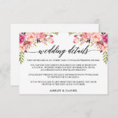 書モダン道ピンクのフローラ結婚の詳細 エンクロージャーカード (正面/裏面)